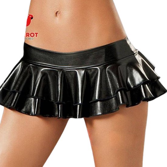 Korte Latex Rok (zwart) - Afbeelding 2