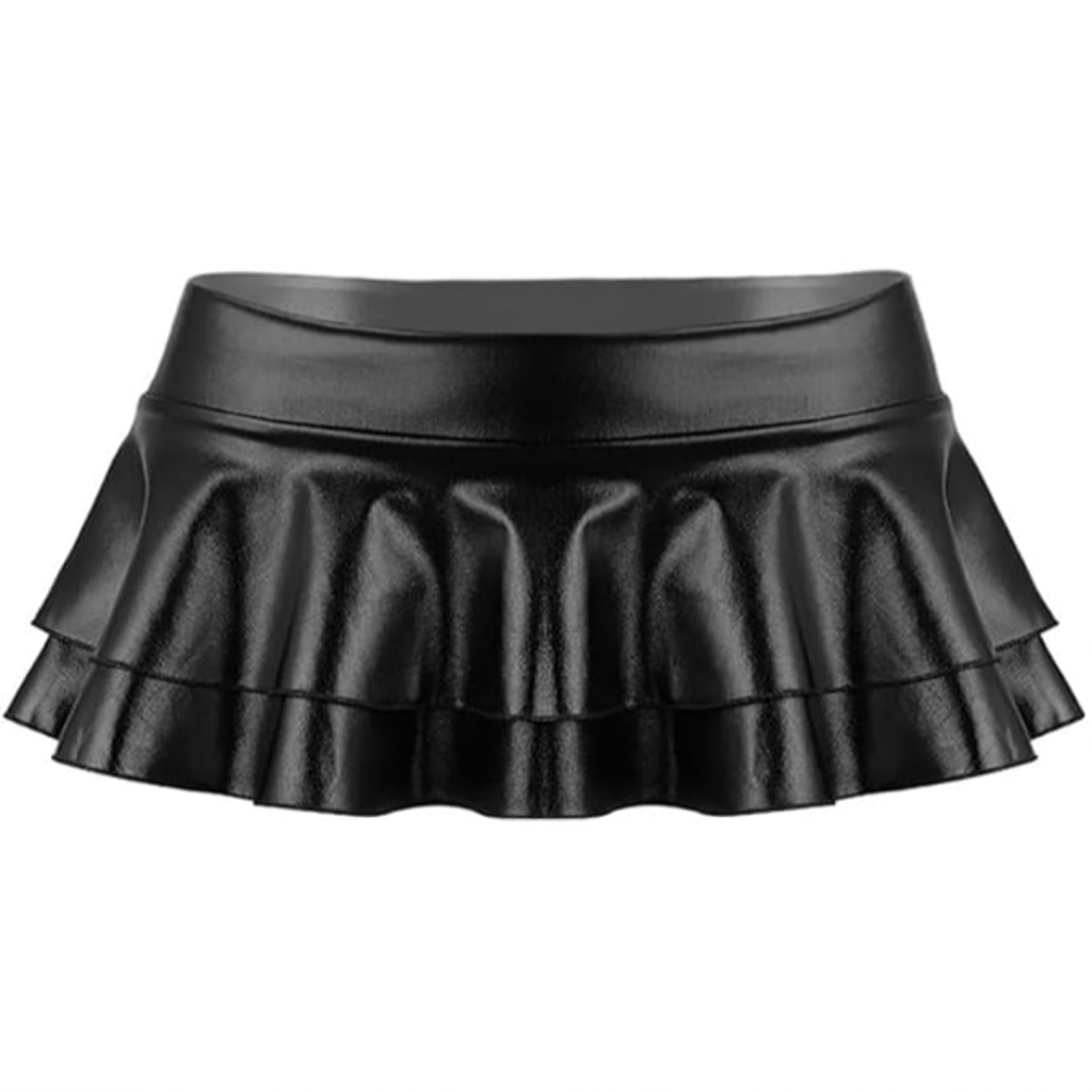 Korte Latex Rok (zwart) - Afbeelding 3