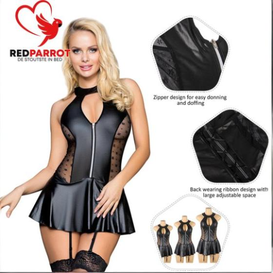 Prachtige Jurk met Latex afwerking Plussize - Afbeelding 4