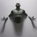 3D muursculptuur abstracte brede man
