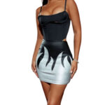 Mini rok Black Silver Flame
