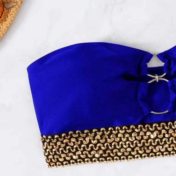 Bandeau Bikini met Luxe Kettingdetails Blauw - Afbeelding 6