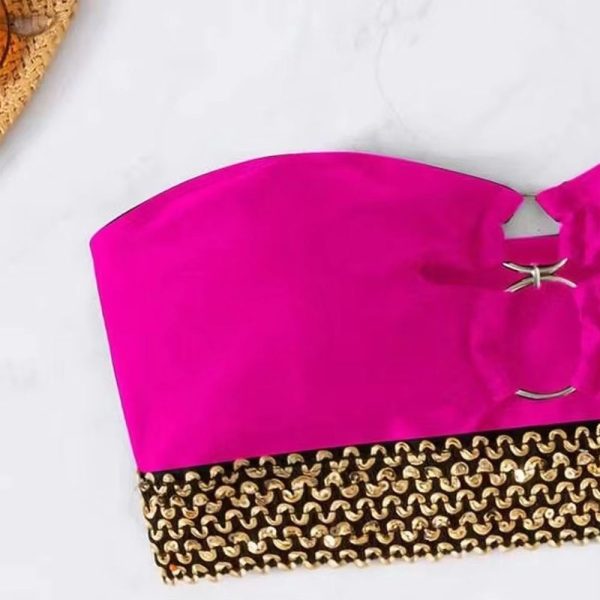 Bandeau Bikini met Luxe Kettingdetails Roze - Afbeelding 4
