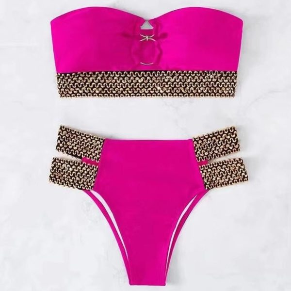 Bandeau Bikini met Luxe Kettingdetails Roze - Afbeelding 6
