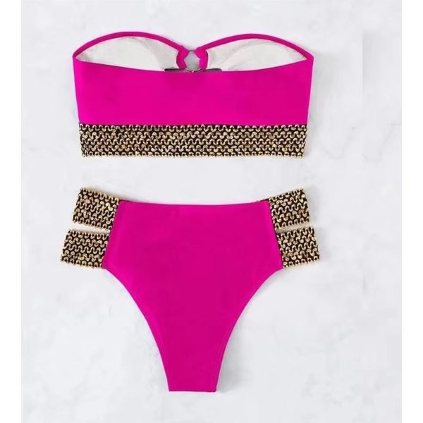 Bandeau Bikini met Luxe Kettingdetails Roze - Afbeelding 7