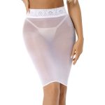 Doorschijnende Witte Aansluitende Rok met Hoge Taille