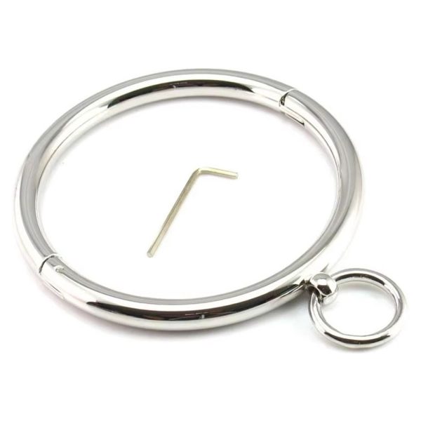 Metalen Halsband Choker met Schroefsluiting en Ketting - Afbeelding 2