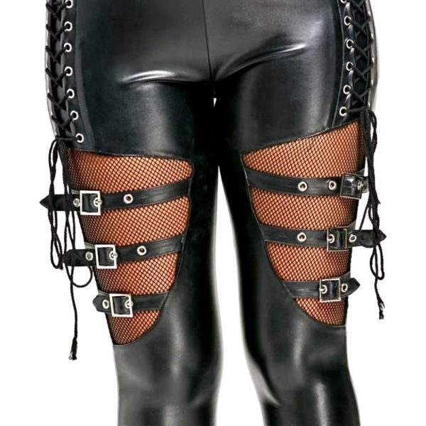 Sexy PU Leather Legging met Gespen - Afbeelding 3