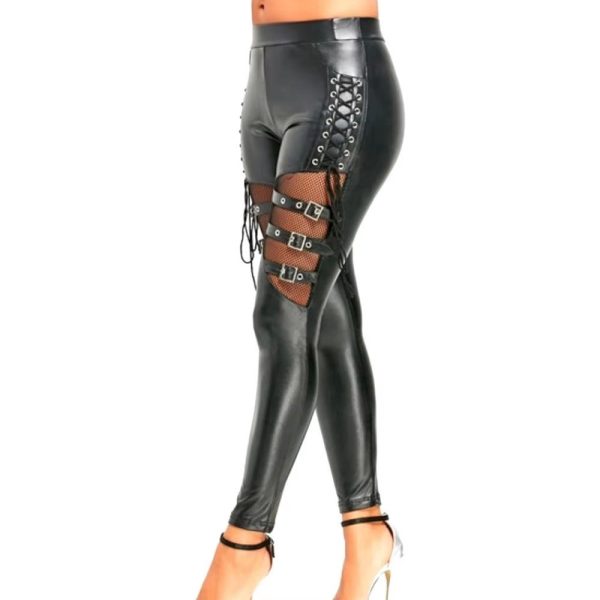 Sexy PU Leather Legging met Gespen