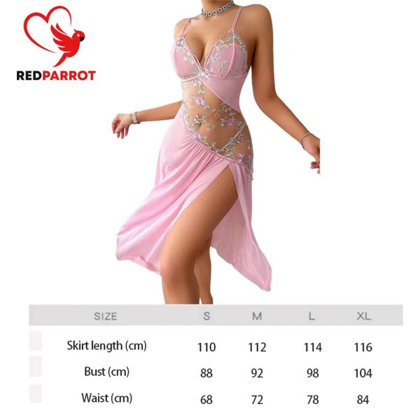 Prachtige Roze Sexy Nachtjurk met bloemenprint - Afbeelding 6