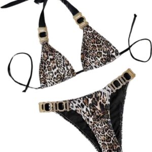 Dames Bikini Set – Luipaardprint met Gouden Gespen