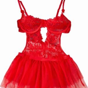 Verleidelijke Rode Bodysuit met losse Rok