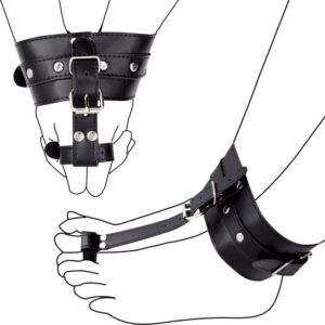 Enkel en tenen bondage – Zwart - Faux Leder