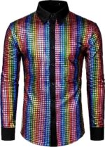 Multicolor disco shirt heren