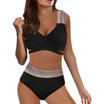 Hoge Taille Bikini Tropic - Zwart