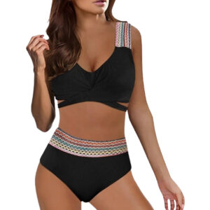 Hoge Taille Bikini Tropic - Zwart