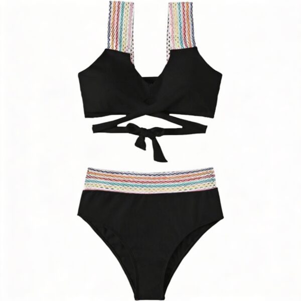 Hoge Taille Bikini Tropic - Zwart - Afbeelding 3