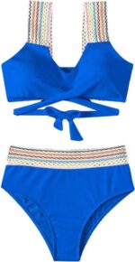 Hoge Taille Bikini Tropic - Blauw