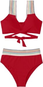 Hoge Taille Bikini Tropic - Rood