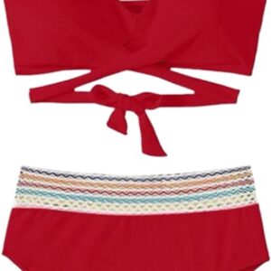 Hoge Taille Bikini Tropic - Rood