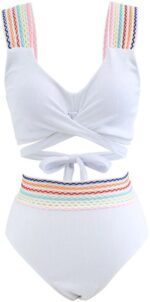 Hoge Taille Bikini Tropic - Wit