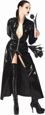 Latex wetlook lange jas