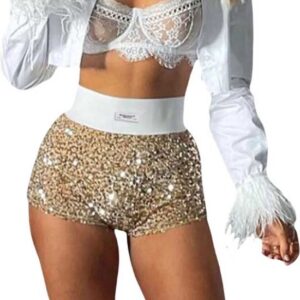 Hoge taille mini shorts - Glitter