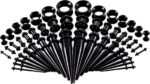 50-delige Set Zwarte Oorpiercing Expanders - Zwart