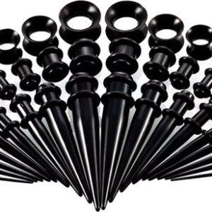50-delige Set Zwarte Oorpiercing Expanders - Zwart