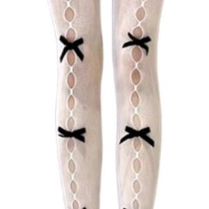 Witte Panty met Zwarte strikjes