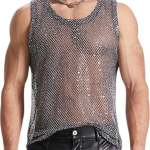 Zilveren Mesh Tanktop voor Heren