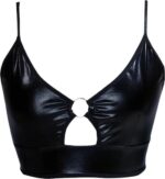 Sexy Zwarte Dames Top - Lakleer