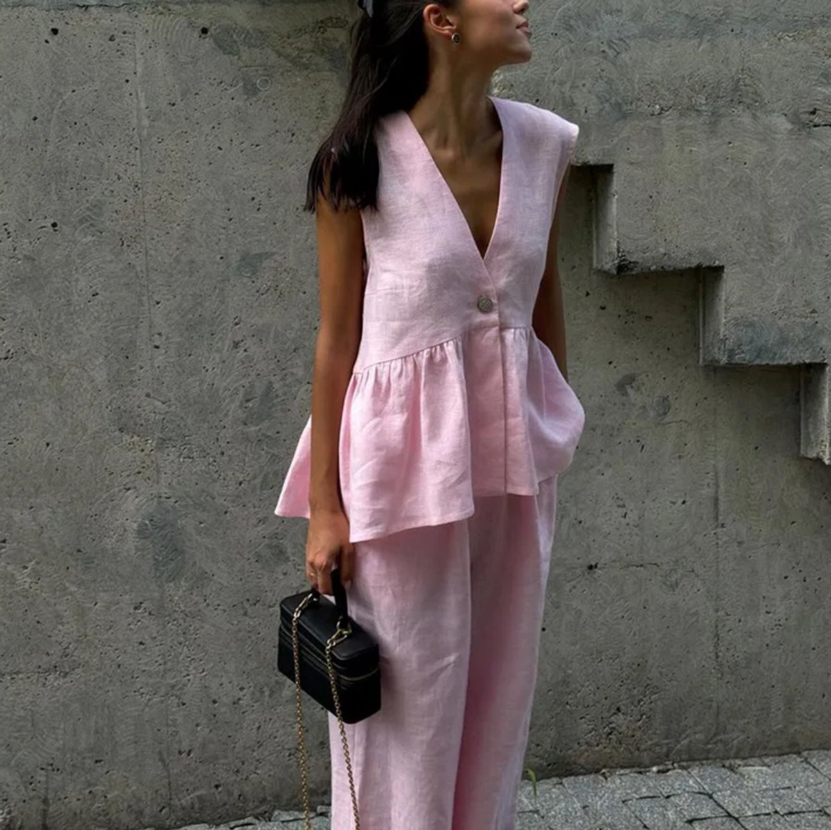 Linnen kledingset - Roze - Afbeelding 3