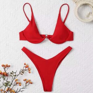 Beugel bikini met push-up - Rood
