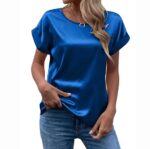 Satijnen look shirt - Blauw