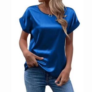 Satijnen look shirt - Blauw
