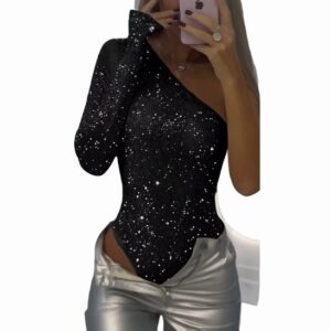 Bodysuit glitter - Zwart