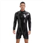 Glanzende catsuit - Zwart