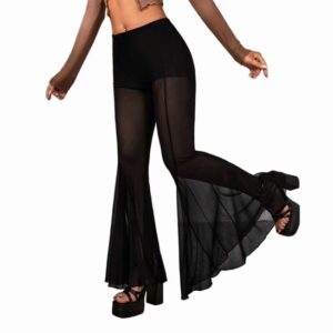 Doorschijnende legging met flared pijpen