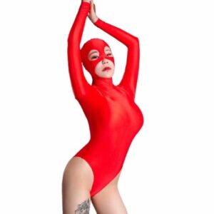 Erotische jumpsuit met bivakmuts - Rood