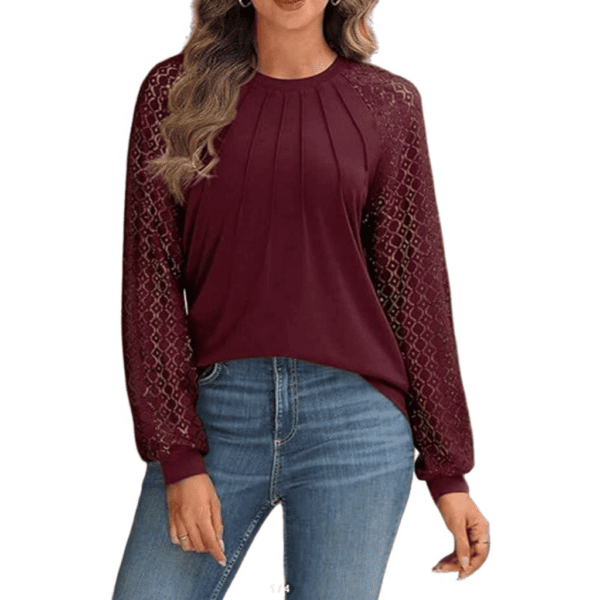 Trendy dames shirt - Bordeaux rood - Afbeelding 3