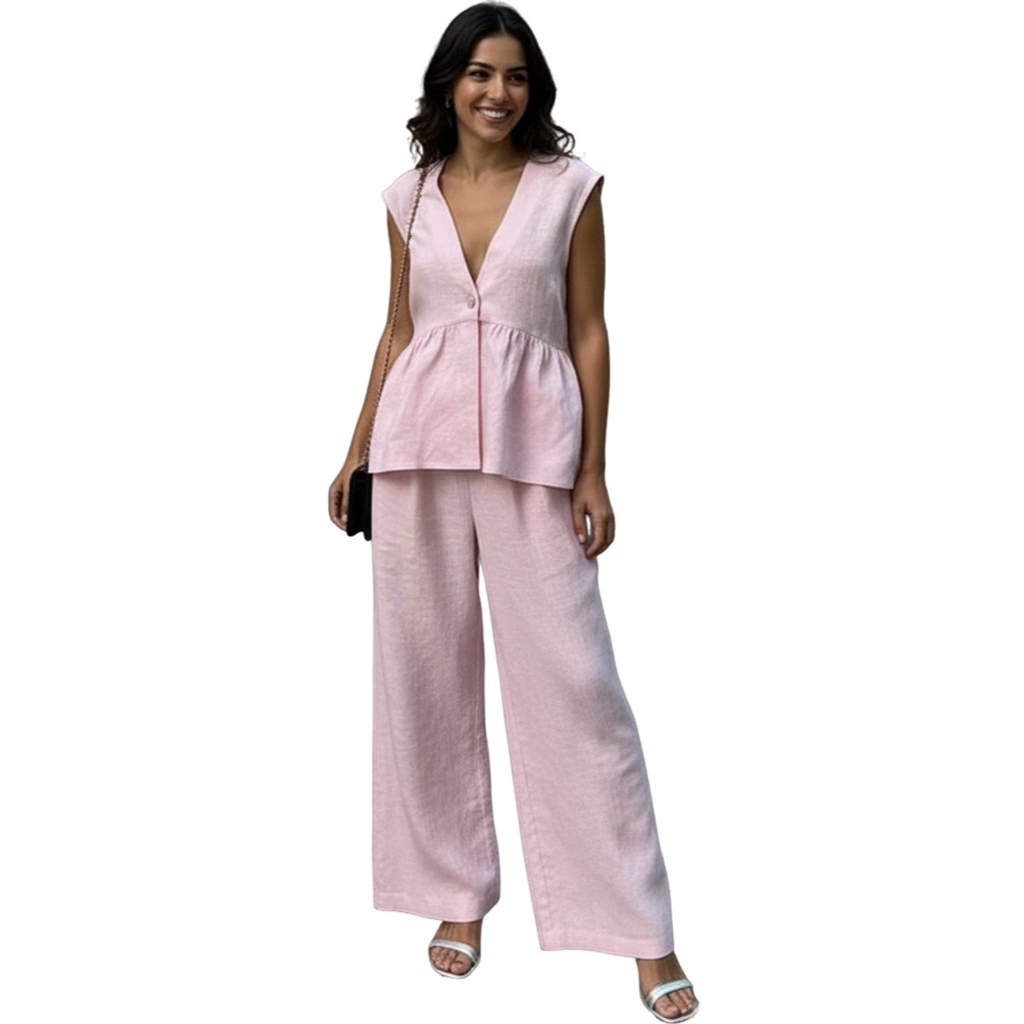 Linnen kledingset - Roze