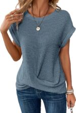 Geweven t-shirt - Blauw