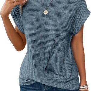 Geweven t-shirt - Blauw
