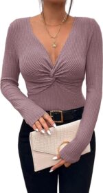 Dames top mode rib - Paars