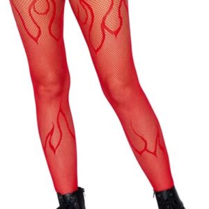 Panty kousen met vlammen - Rood