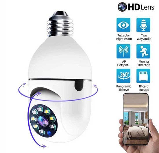 360° Draaibare wifi lamp camera - Afbeelding 2