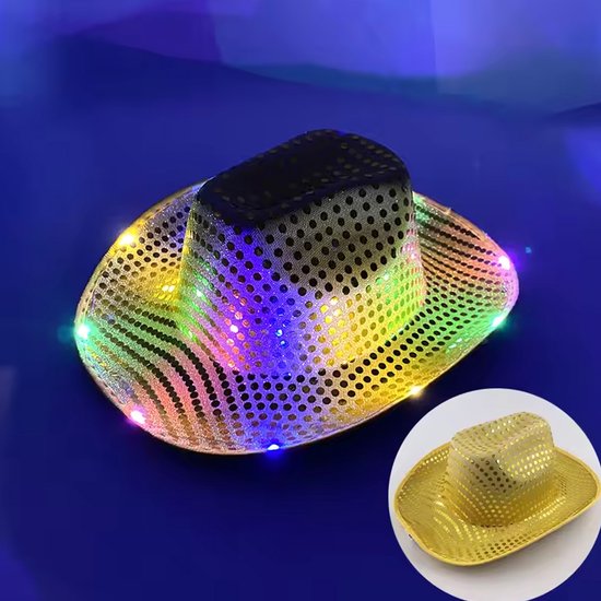 Gouden disco LED hoed - Afbeelding 2