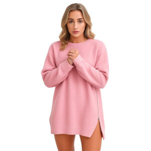 Oversized trui met zijrits