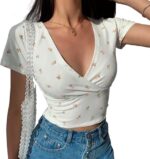 Topje bloemenprint - Wit